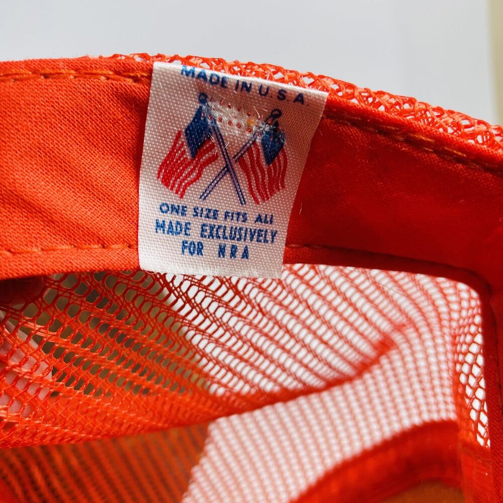 NRA Freedom Vintage Mesh Back Baseball Cap Snapback One Size Orange USA Made - Picture 7 of 9